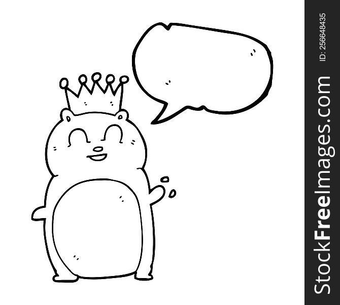 Speech Bubble Cartoon Waving Hamster