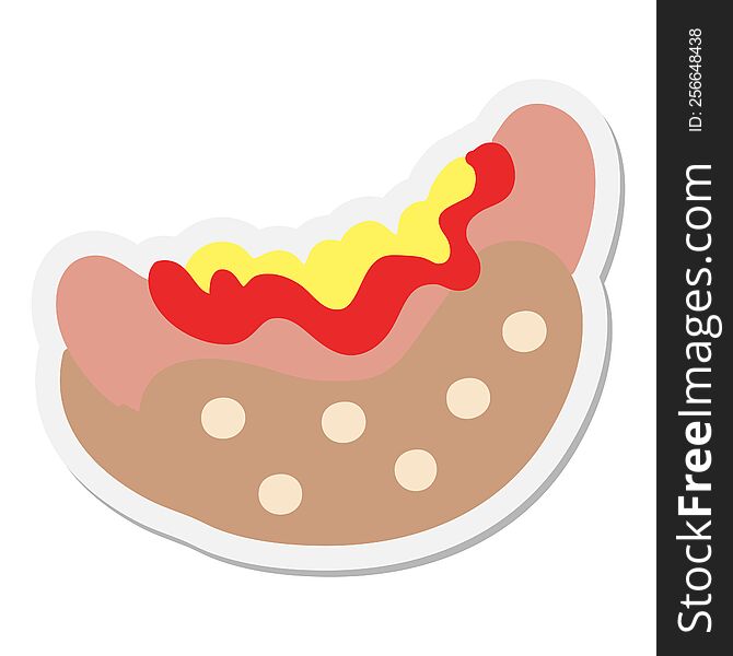 hotdog with ketchup and mustard sticker