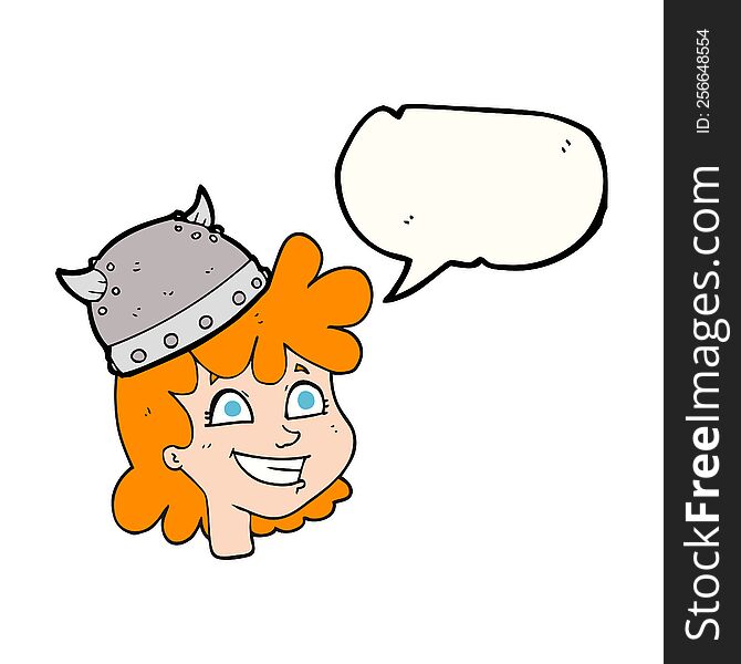 Speech Bubble Cartoon Female Viking Face
