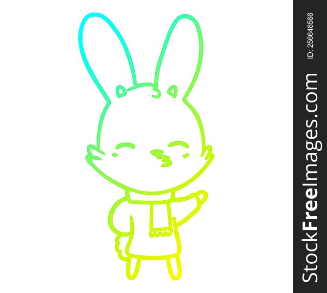 Cold Gradient Line Drawing Curious Bunny Cartoon