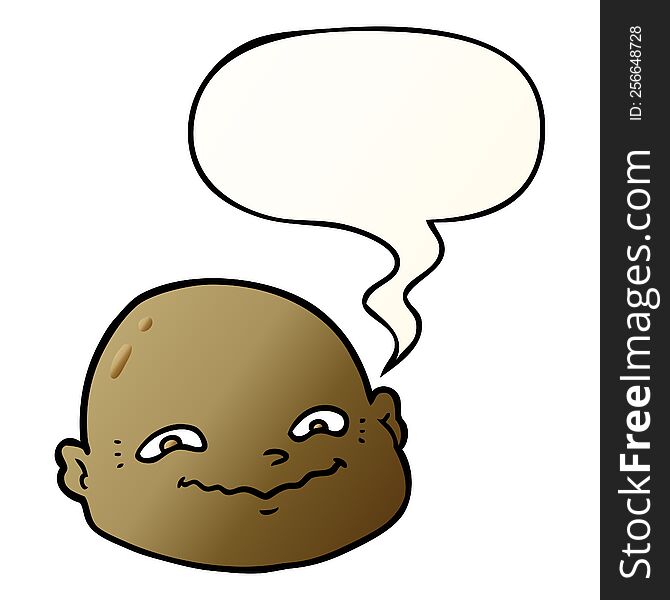 Cartoon Bald Man And Speech Bubble In Smooth Gradient Style