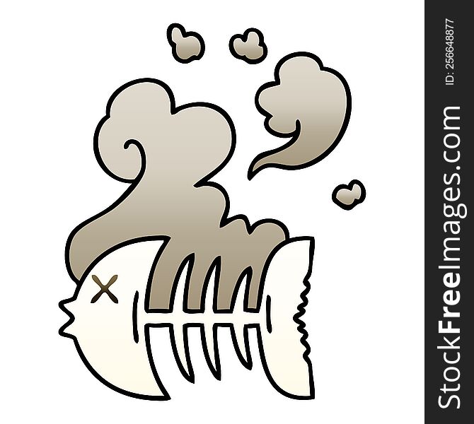 gradient shaded quirky cartoon dead fish skeleton. gradient shaded quirky cartoon dead fish skeleton