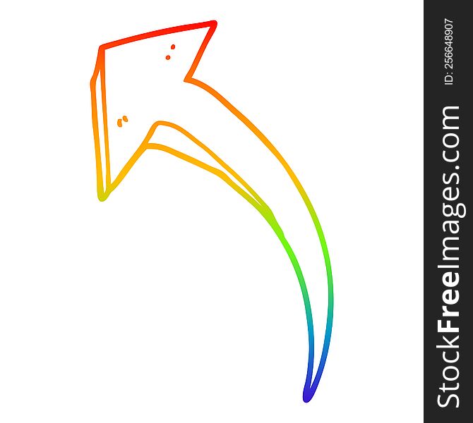 Rainbow Gradient Line Drawing Cartoon Arrow