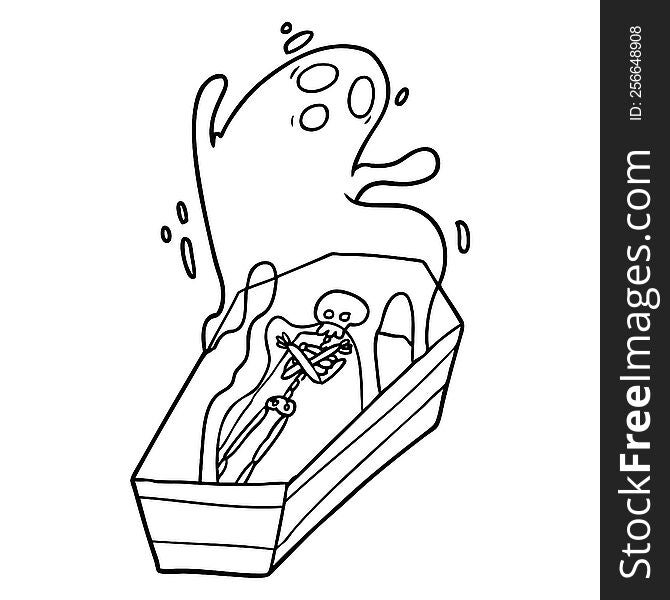 cartoon ghost and coffin. cartoon ghost and coffin