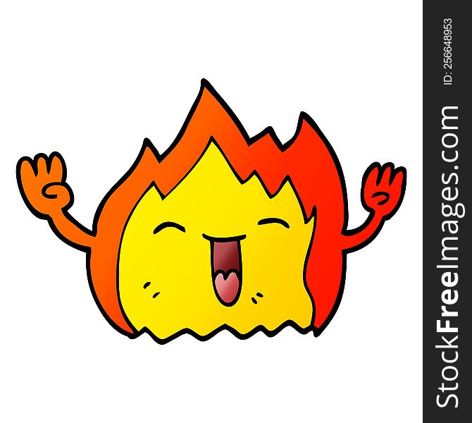 Cartoon Doodle Happy Red Flame