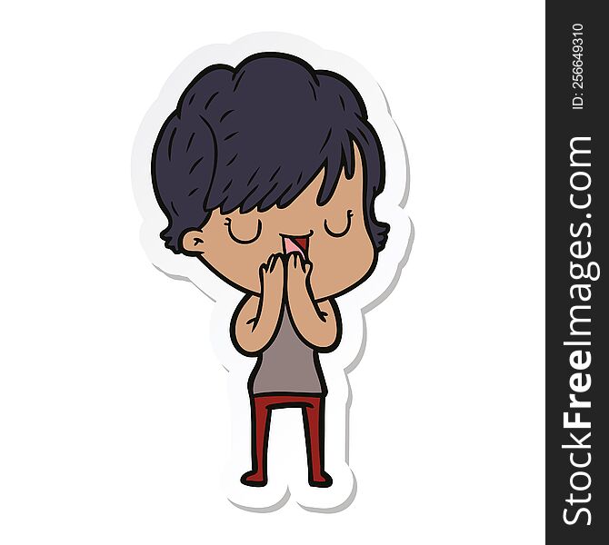 Sticker Of A Cartoon Woman Talking