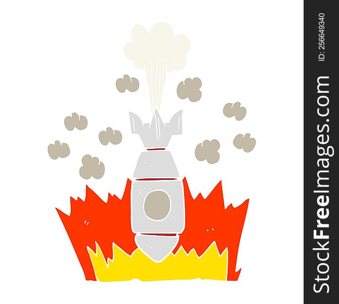 flat color illustration of falling bomb. flat color illustration of falling bomb