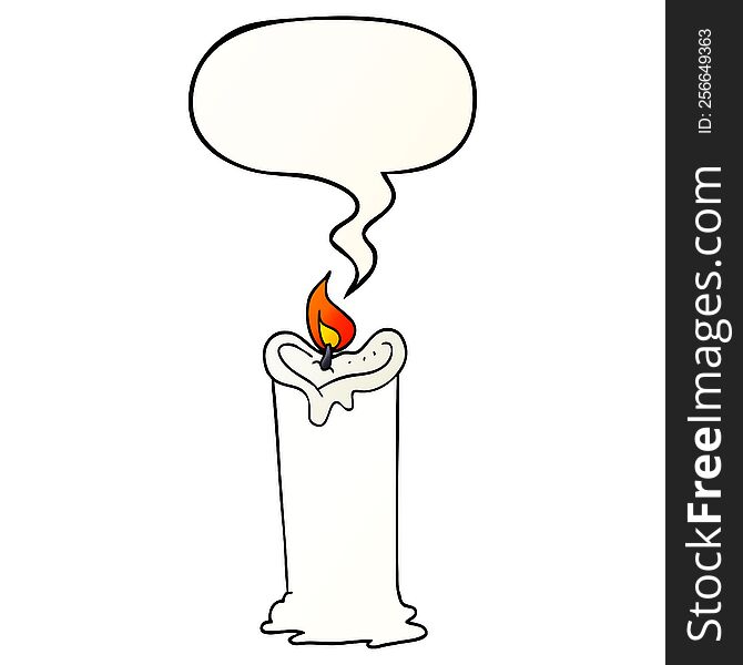 Cartoon Candle And Speech Bubble In Smooth Gradient Style
