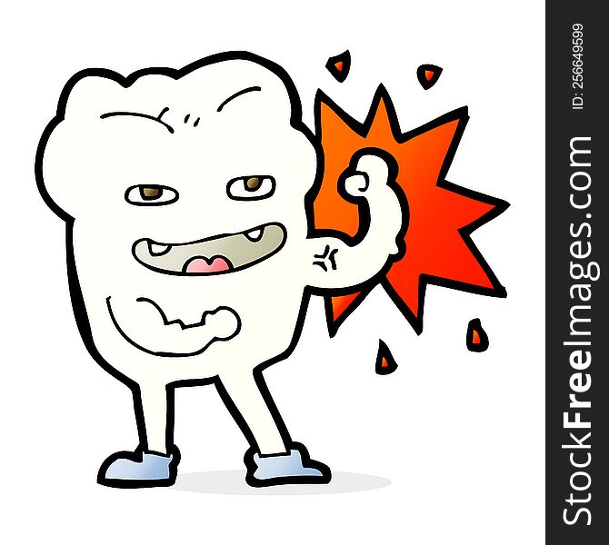 cartoon strong healthy tooth