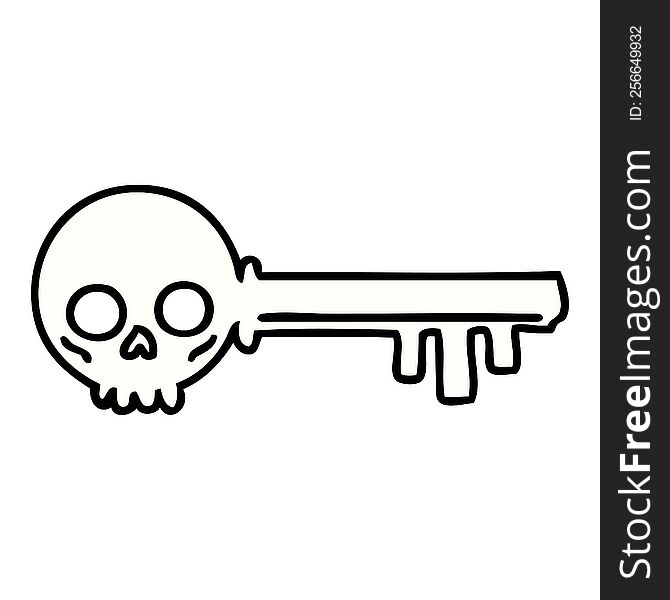 cartoon of a spooky skeleton key