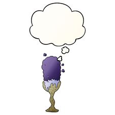Cartoon Potion Goblet And Thought Bubble In Smooth Gradient Style Royalty Free Stock Photos