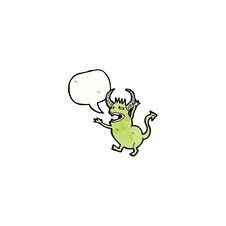Little Monster With Speech Bubble Stock Photography