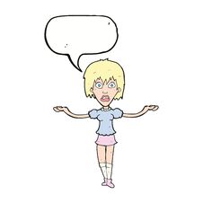 Free Cartoon Woman Shrugging Shoulders With Speech Bubble Stock Photo - 256654270