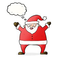 Cartoon Santa Claus With Thought Bubble Stock Photo