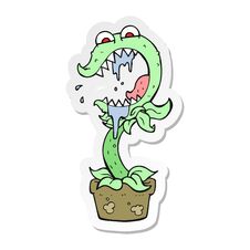 Sticker Of A Cartoon Carnivorous Plant Stock Image