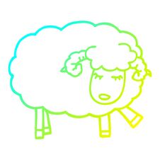 Cold Gradient Line Drawing Cartoon Cute Sheep Stock Photo