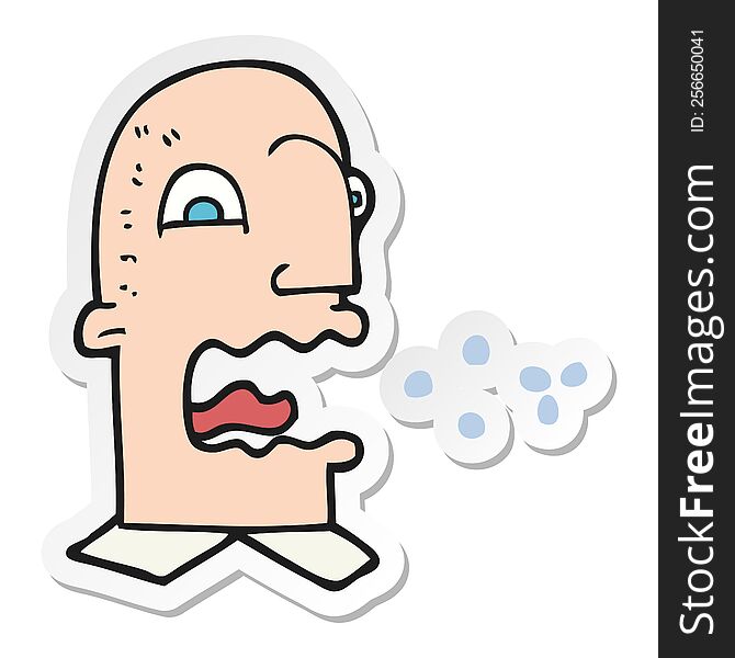 sticker of a cartoon burping man
