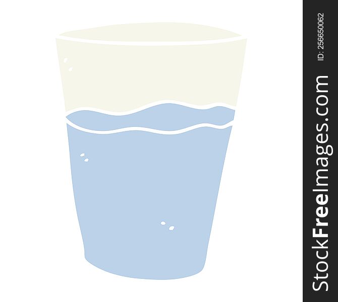 flat color style cartoon glass of water
