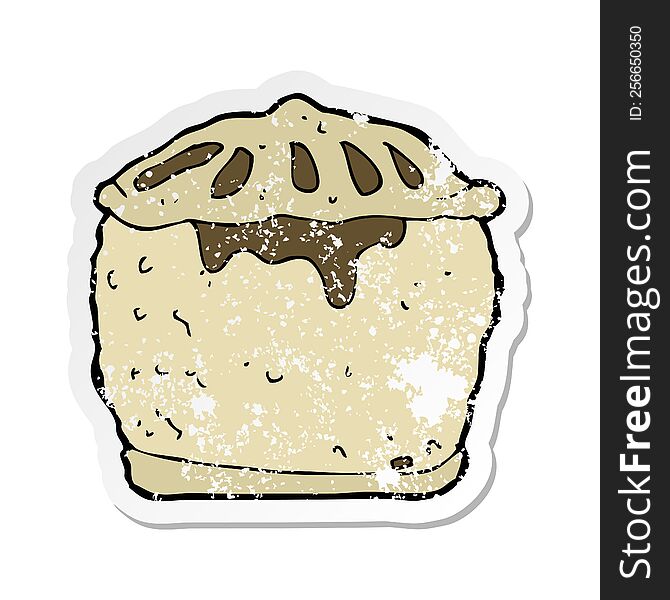 retro distressed sticker of a cartoon meat pie