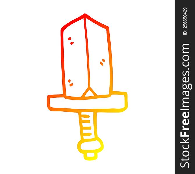 warm gradient line drawing of a cartoon jeweled dagger