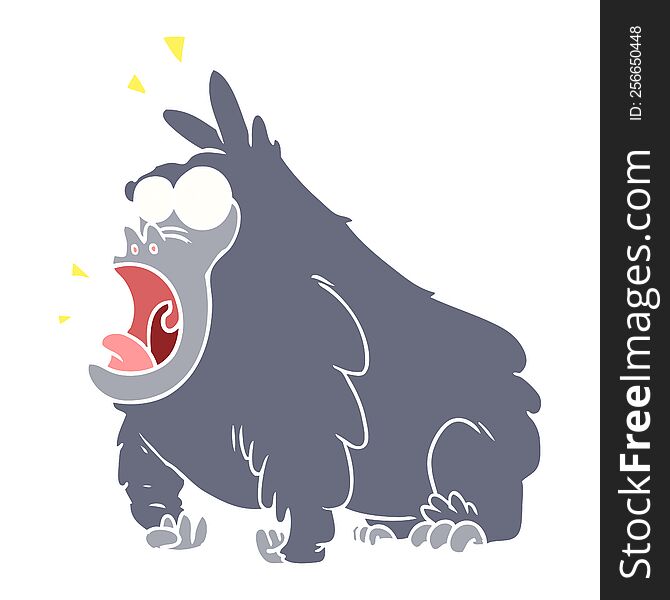 Flat Color Style Cartoon Shouting Gorilla