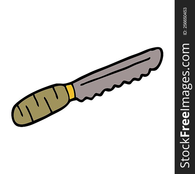 cartoon doodle bread knife