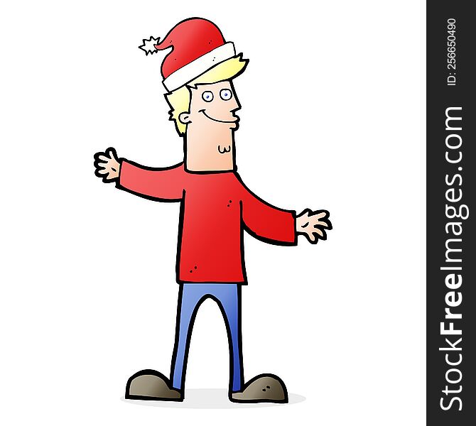 cartoon man ready for christmas