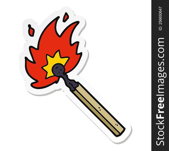 sticker of a cartoon burning match