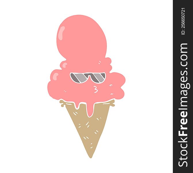 Flat Color Style Cartoon Cool Ice Cream