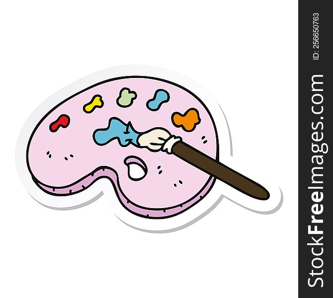 sticker of a quirky hand drawn cartoon art pallette