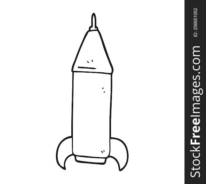 Black And White Cartoon Space Rocket