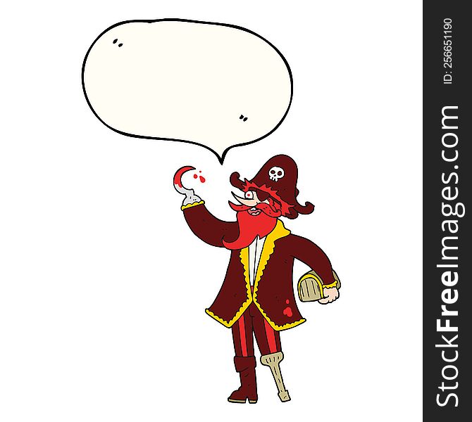 freehand drawn speech bubble cartoon pirate captain