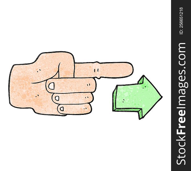 Textured Cartoon Pointing Hand With Arrow