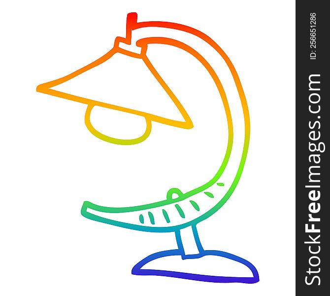 rainbow gradient line drawing of a cartoon funky lamp