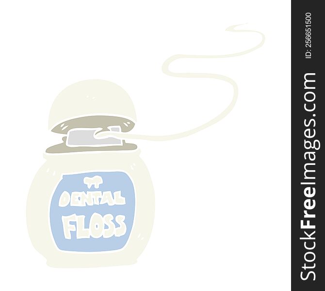 flat color illustration of a cartoon dental floss