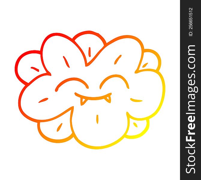 warm gradient line drawing of a cartoon flower with face