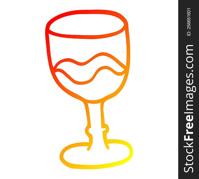 Warm Gradient Line Drawing Cartoon Glass Of Red Wine