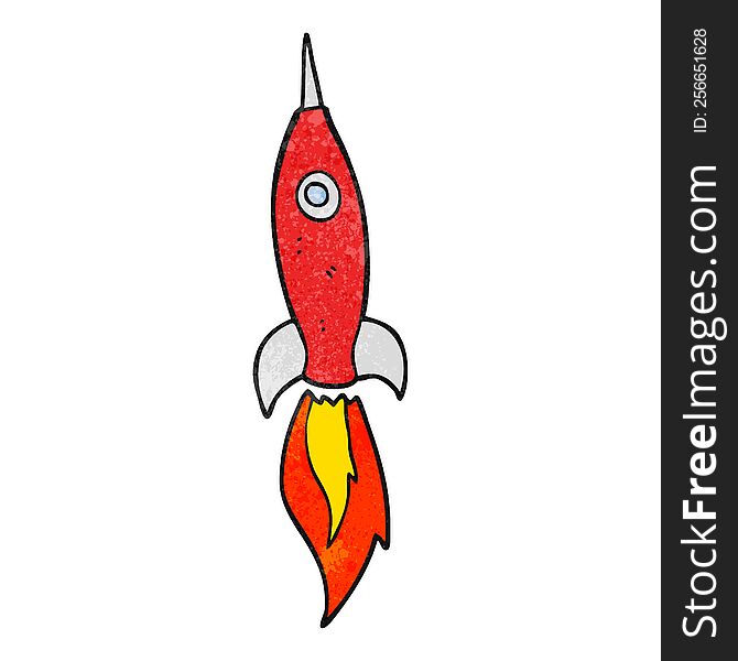 freehand textured cartoon rocket