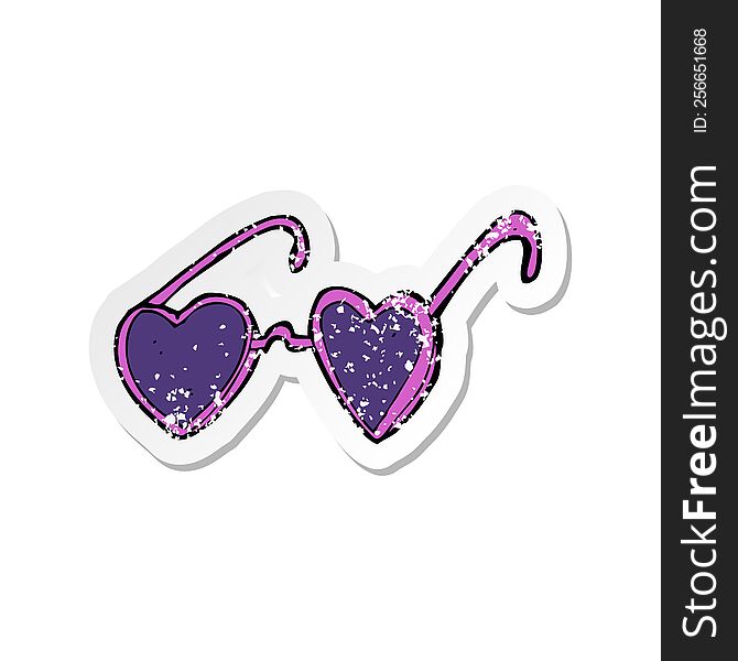 retro distressed sticker of a cartoon heart sunglasses