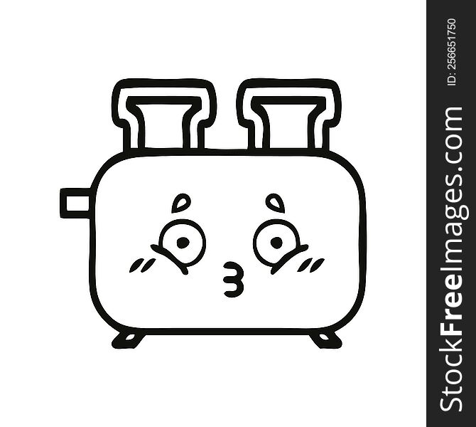 line drawing cartoon of a of a toaster