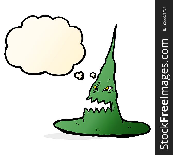 Cartoon Spooky Witches Hat With Thought Bubble