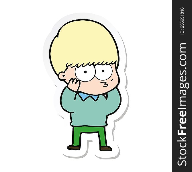 Sticker Of A Nervous Cartoon Boy