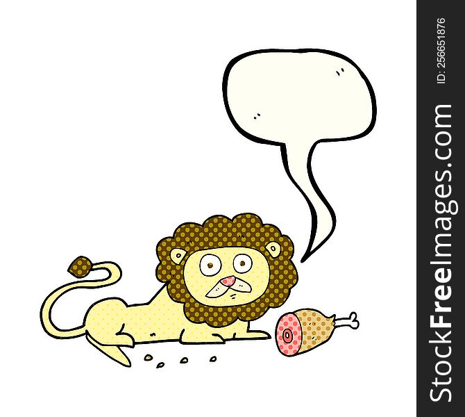 freehand drawn comic book speech bubble cartoon lion