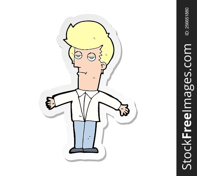 sticker of a cartoon bored man