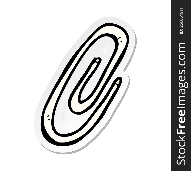 Sticker Of A Cartoon Paperclip