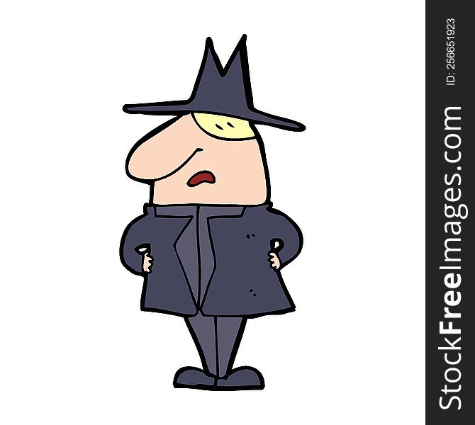 cartoon man in coat and hat