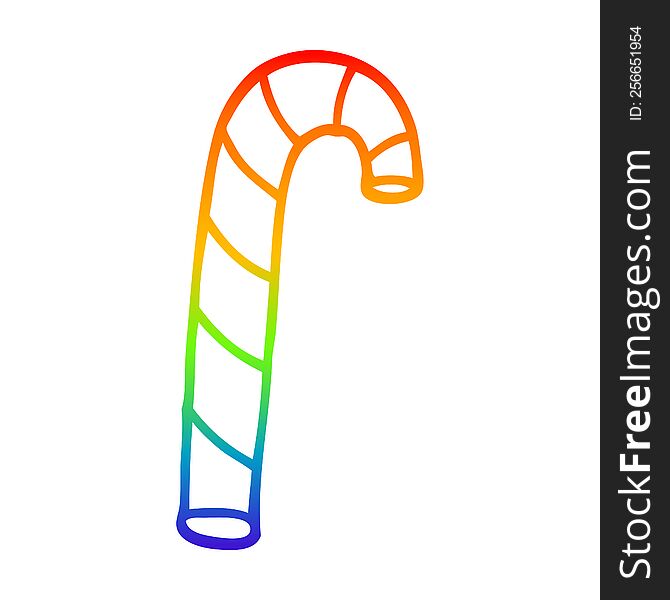 rainbow gradient line drawing of a cartoon pink candy canes