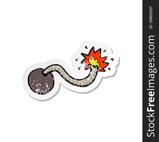 Retro Distressed Sticker Of A Cartoon Bomb