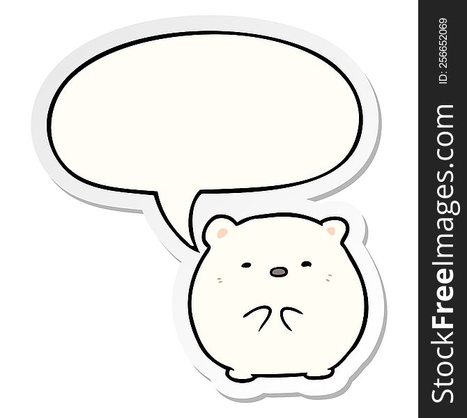 Cute Cartoon Polar Bear And Speech Bubble Sticker