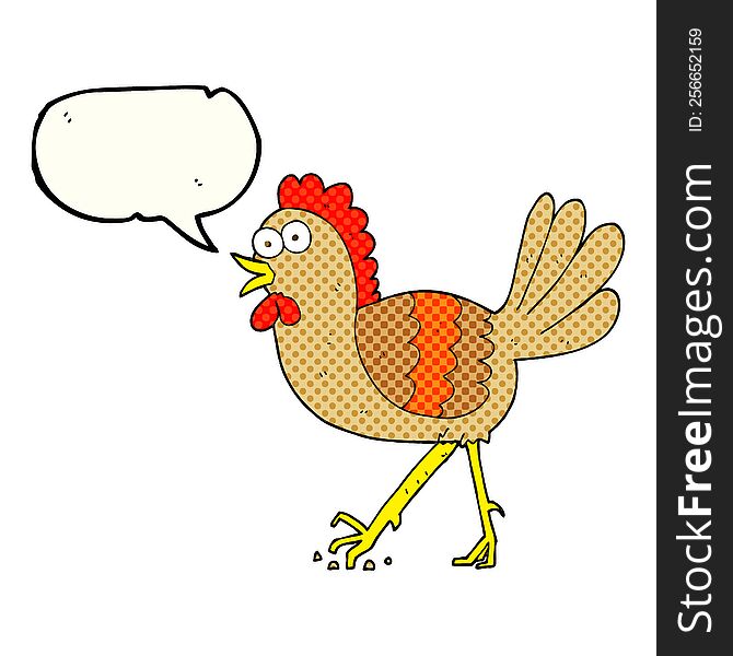 freehand drawn comic book speech bubble cartoon chicken